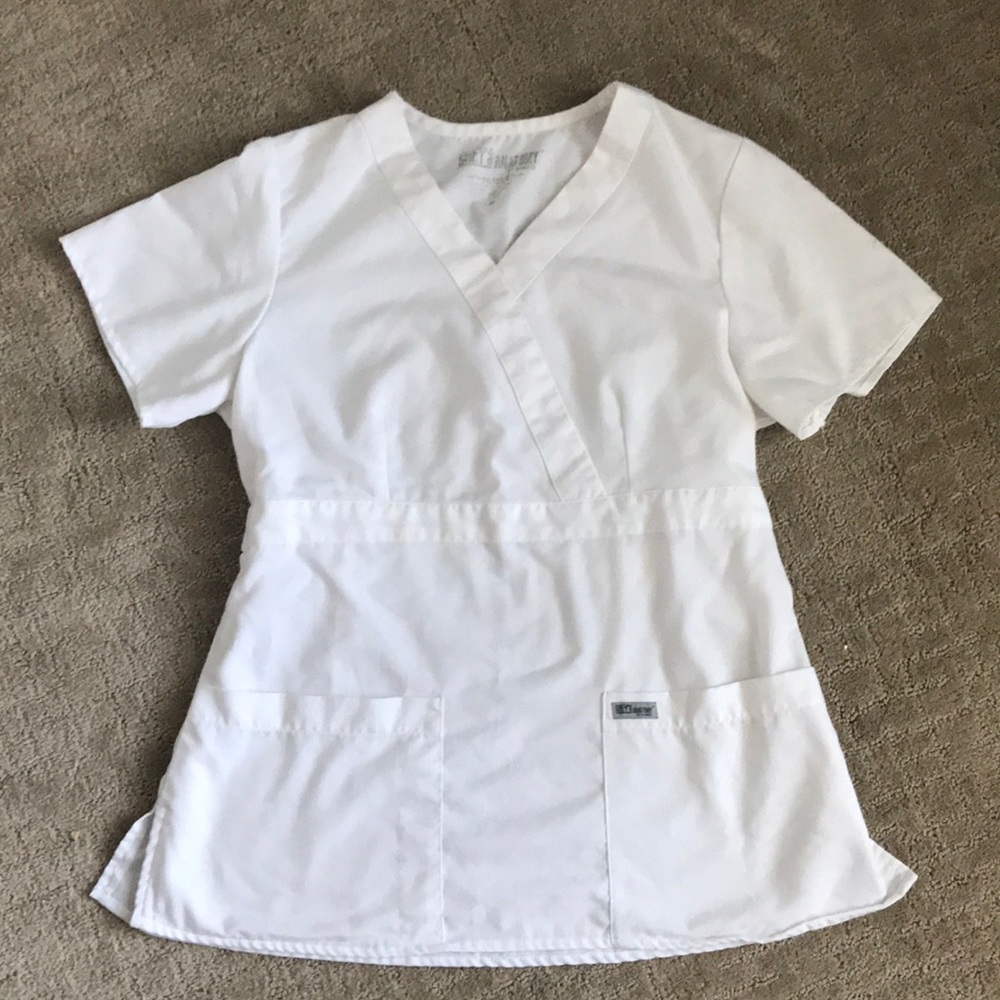 Greys Anatomy White Scrub Top Size M